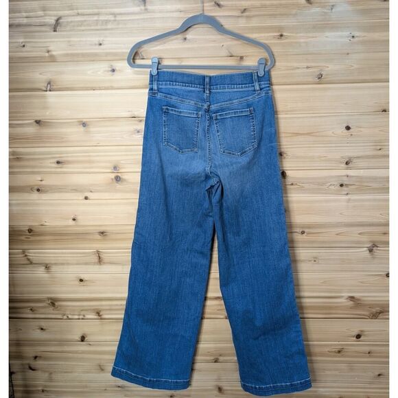 SPANX Jeans Womens Medium Blue Seamed Front Wide Leg 20407 - Picture 3 of 9